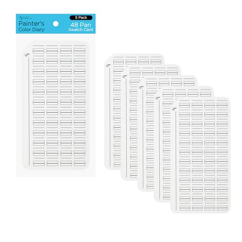 HG Art Concepts Painters Color Diary Watercolor Swatch Card, 48-Pan Size, 5-Pk, 140 lb Hot Press 100% Cotton Paper, Fits New York Central Palette Box, Color Swatch Book for Markers & Colored Pencil - size: 48 Pan