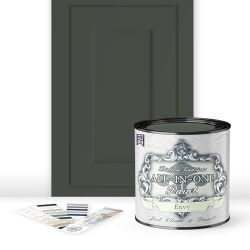 ALL-IN-ONE Paint by Heirloom Traditions, 2 Quart Cabinet Paint Bundle and Tool Kit - Envy (slate green) - color: Envy
