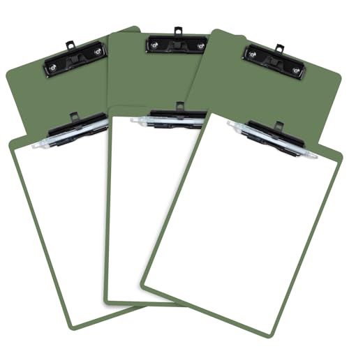 FRETONBA Clipboard with Pen Holder, 6 Pack Plastic Clipboard with Low Profile Metal Clip, Hanging Clip Boards Holds 8.5x11 Inch Papers, Standard A4 Letter Size Clip Boards for Offices & School, Green - style: 6 Pack-Green