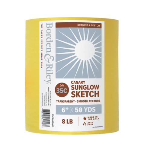 Borden & Riley 6" x 50 Yards #35C Sun-Glo Thumbnail Sketch Paper, 8 lb, Canary Yellow, 1 Roll Each - color: Canary Yellow, size: 6" x 50 Yards