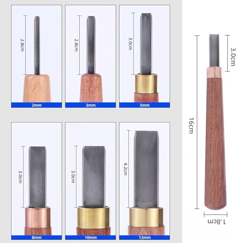 Wood Carving Tools, 6Pcs Wood Carving Knife Kit, Linocut Carving Tools Set, with Wooden Handle, Square U Shaped Blade, for Woodblock Printing, Woodcut Printmaking, Linoleum Carving, Linocut
