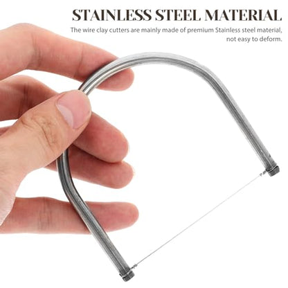 SEWACC Pottery Wire Tool Clay Wire Cutter Stainless Steel Clay Cutter Hand Pottery Cut Off Tool for Artists Cutting Mud Handcraft