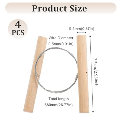 4 Pcs Clay Cutters, Pottery Wire Tools Wire Cheese Cutter Clay Tools Pottery Trimming Tool Clays Accessories for Ceramics Tool Earthenware Clays Sculpting Plasticine Dough Mud Line (Wood Color)