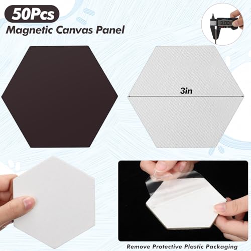 Engrowtic 50 Pcs Magnetic Painting Canvas Panel Mini Canvas Boards for Painting Mini Tile Art for Fridge Locker Art Crafts DIY(3 in,Regular Hexagon) - size: 3 in, style: Regular Hexagon