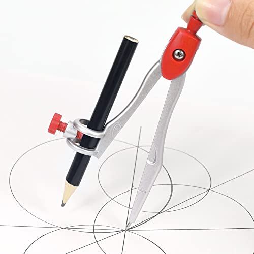 Unjoo Math Geometry Sets 10 Piece Student Supplies with Shatterproof Storage Box,Includes Rulers,Protractor,Compass,Eraser,Pencil Sharpener,Lead Refills,Pencil,for Drafting and Drawings (Red)） - color: Red1