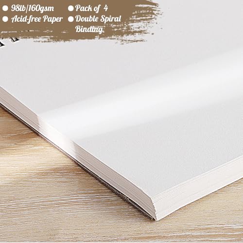 4 Pack Mixed Media Sketchbook, 5.5x8.5 inches Drawing Paper Sketch Book, 98lb/160gsm Heavyweight Spiral Bound Sketch Pads, Suitable for Artist, Drawing, Painting, Sketching(200 Sheets) - color: landscape, size: 5.5 x 8.5 inch (4 pack)