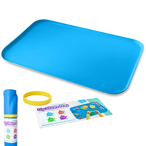 Just Messin’ Silicone Art Mat for Kids, Reusable Non-Slip Heat-Resistant Mat w Raised 0.6" Edges to Contain Mess & Protect Tables/Floors, Arts & Crafts, Resin, Legos, 16"x26", Blue - color: Blue, size: 16" x 26"