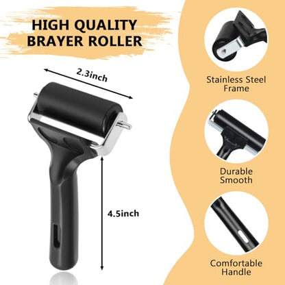 Printmaking Roller Professional Hard Black Rubber Brayer Tool Artists Print Press Block Printing Inking Craft Painting, Small - color: Small Black