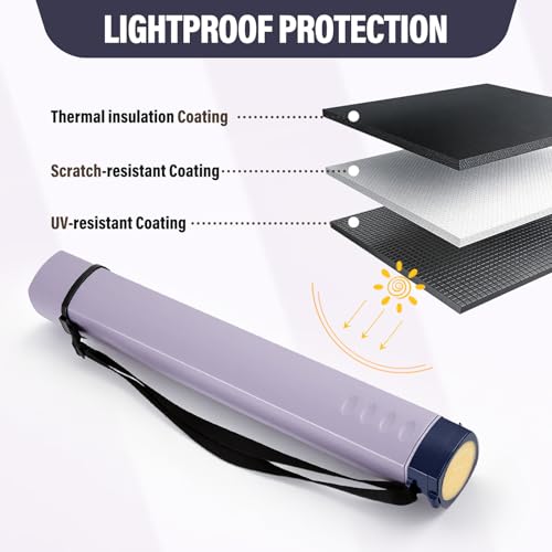 DEWEL Adjustable Poster Tube 24.5"-42", Waterproof Plastic Document Storage Tube Telescoping Carrying Case, Light Resistant Drawing Tube Painting Picture Tube Holder (Purple-Large Size) - color: Purple (Polygon), size: Large