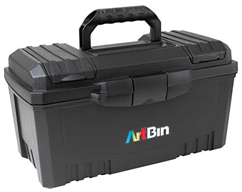 ArtBin 6918AB Twin Top 17 inch Supply Box, Portable Art & Craft Supply Organizer with Handle, [1] Plastic Storage Case, Black - color: Black