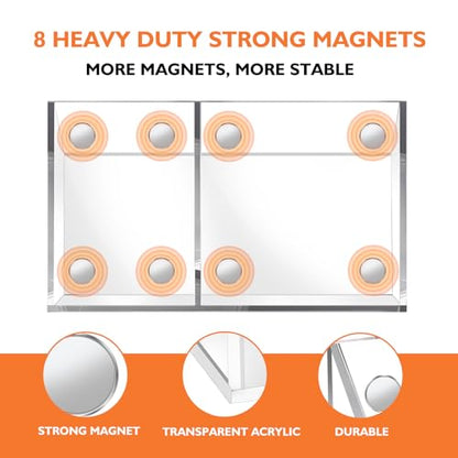 Ameceres Magnetic Pen Holder Classroom Organization Acrylic Marker Holder for Whiteboard Refrigerator Locker Accessories Pencil Dry Erase Marker Basket (2 Compartments * 1) - size: 2 Compartments * 1