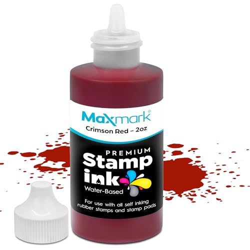 MaxMark Premium Refill Ink for self Inking Stamps and Stamp Pads, Crimson Red Color - 2 oz. - color: Crimson Red, size: 2 fl oz