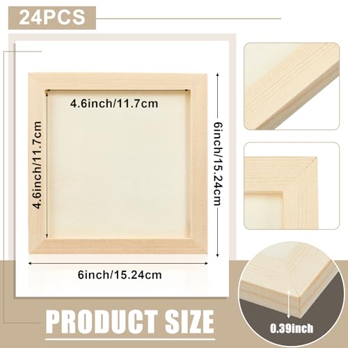 Kathfly 24 Pcs 6x6'' Wood Panel Boards, Unfinished Wood Canvas Panels for Painting Crafts DIY Drawing Pouring Art Projects - size: 6 x 6 Inch