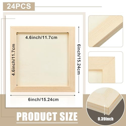 Kathfly 24 Pcs 6x6'' Wood Panel Boards, Unfinished Wood Canvas Panels for Painting Crafts DIY Drawing Pouring Art Projects - size: 6 x 6 Inch