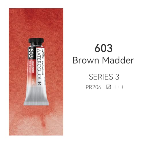 PHOENIX Professional Watercolor Paint Single Tube - 0.47 Fl Oz / 14ml - Brown Madder - color: Brown Madder, size: 0.47 Fl Oz (Pack of 1)