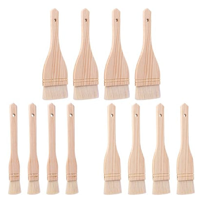 12 PCS 1/2 / 3 Inches Flat Hake Brushes, Hake Brush with Wood Handle, Sheep Hair Hake Paint Brushes for Watercolor, Pottery, Painting Arts, Crafts - size: 12 PCS