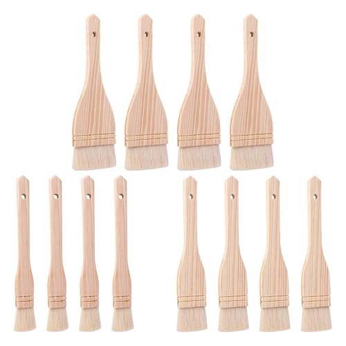 12 PCS 1/2 / 3 Inches Flat Hake Brushes, Hake Brush with Wood Handle, Sheep Hair Hake Paint Brushes for Watercolor, Pottery, Painting Arts, Crafts - size: 12 PCS