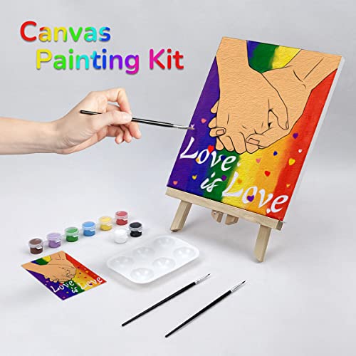 VOCHIC Pre Drawn Canvas for Painting for Adults Lesbian Gay Stuff Pride Rainbow LGBT Party Kit Paint and Sip Party Supplies 8x10 in Canvas to Paint Art Set