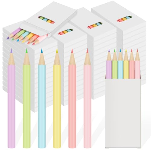 Ctosree 50 Packs Mini Colored Pencils Bulk Coloring Pencil in Boxes Back to School Gifts for Students Kids Classroom Rewards, Party Favor, Goodie Bag Fillers, 6 Per Pack (Pastel,3.5'') - color: Pastel, size: 3.5''