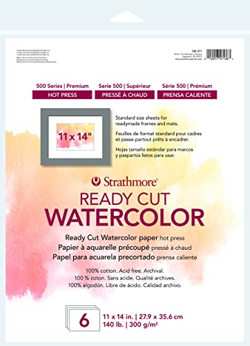 Strathmore Watercolor Paper Pack 11"X14"-6 Sheets -140311 - color: Ready Cut, Hot Press, size: 11x14