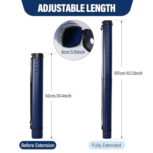 DEWEL Adjustable Poster Tube 24.5"-42", Waterproof Plastic Document Storage Tube Telescoping Carrying Case, Light Resistant Drawing Tube Painting Picture Tube Holder (Dark Blue-Large Size) - color: Dark Blue (Polygon), size: Large