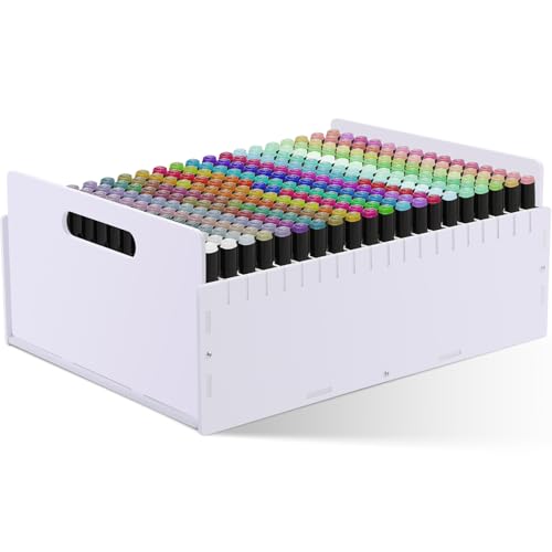 Marker Pen Organizer Holder, Art Marker Storage Rack for Colored Pens Pencils Brushes Adjustable Craft Art Supply Storage for Desk Organizer(17.52 Inch,300 Slots Style) - size: 17.52 inches, style: 300 Slots Style