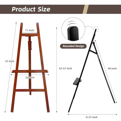 Large A-Frame Wooden Painting Display Black Easel, Large Adjustable Pine Wood Standing Easel Holding Canvas Up to 60'', Solid Wood for Display, Wedding Sign or Painting-Black - style: Black
