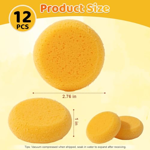 12Pcs Pottery Sponges, Round Clay Sponge, Elasticity, Soft | Yellow Polish Sponge, For Kitchen Shoes, Leather Care, Painting Crafts