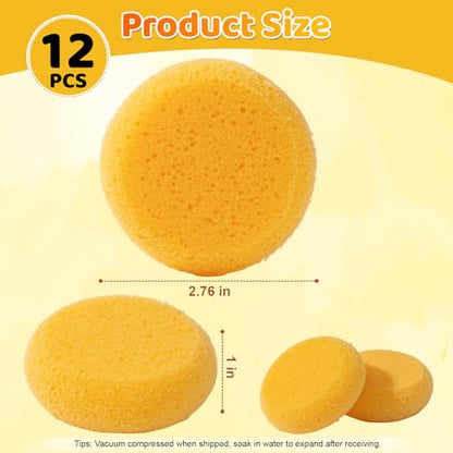 12Pcs Pottery Sponges, Round Clay Sponge, Elasticity, Soft | Yellow Polish Sponge, For Kitchen Shoes, Leather Care, Painting Crafts