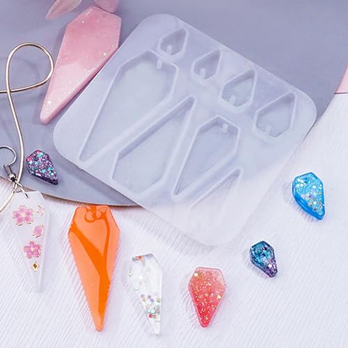 1PC Diamond Patter Pendant Silicone Molds Resin Epoxy Casting Molds for Earring Necklace Keychain Charms Pendants Jewelry Making DIY Gem Cabochon Craft Supplies White 71x75x5mm - color: White-21