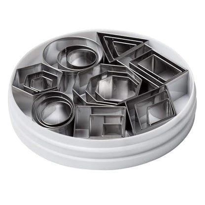 Ateco Plain Edge Geometric Shapes Cutters in Graduated Sizes, Stainless Steel, 24 Pc Set - size: #4845 Geometric Shapes