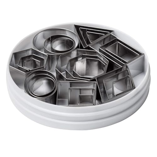Ateco Plain Edge Geometric Shapes Cutters in Graduated Sizes, Stainless Steel, 24 Pc Set - size: #4845 Geometric Shapes