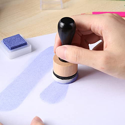 Ink Paints Mixing Blending Tool Mini Round Foam Refills, for Scrapbooking Craft, Control of Ink Placement, No More Inky Fingers Ink Blending Tool with Spare Pads for Rubber Stamping & Scrapbooking - color: 1 Handle+12 Foam Refills