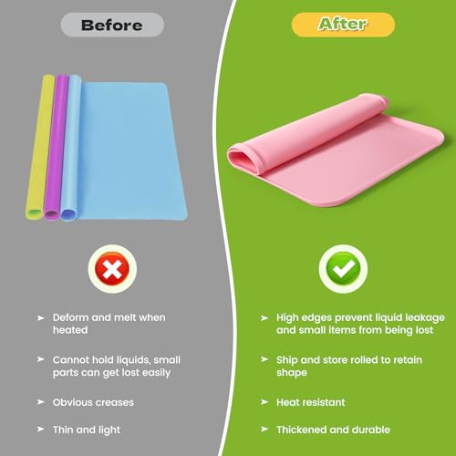 Silicone Art Mat for Crafts, 24"x16" Silicone Painting Mat to Keep Clean Protects Surfaces Perfectly for Crafts, Legos, Resin & Jewelry-Making, DIY Crafts Mat - color: Pink