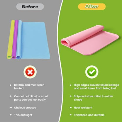 Silicone Art Mat for Crafts, 24"x16" Silicone Painting Mat to Keep Clean Protects Surfaces Perfectly for Crafts, Legos, Resin & Jewelry-Making, DIY Crafts Mat - color: Pink