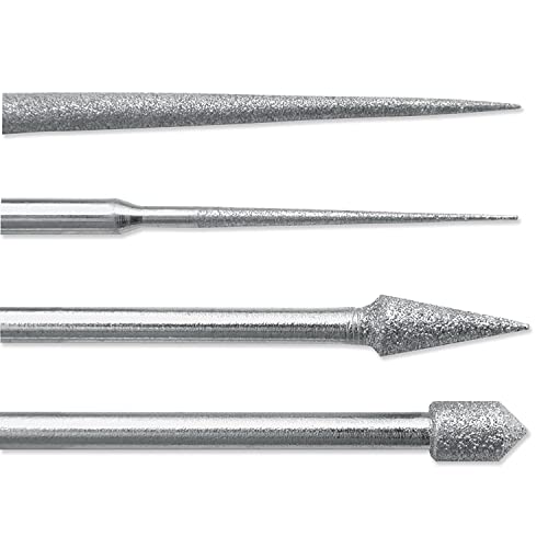 The Beadsmith Diamond Reamer Set – 4 Interchangeable Tips, Wood Handle, Storage Tube for Bits - Use on Glass, Ceramic or Stone – Tools for Opening & Enlarging Holes & Softening & Smoothing Rough Edges