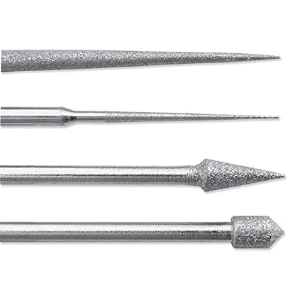 The Beadsmith Diamond Reamer Set – 4 Interchangeable Tips, Wood Handle, Storage Tube for Bits - Use on Glass, Ceramic or Stone – Tools for Opening & Enlarging Holes & Softening & Smoothing Rough Edges