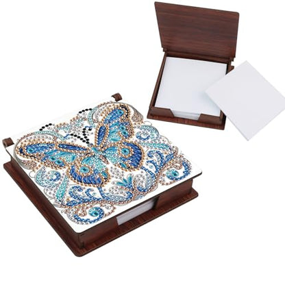 Diamond Painting Kit memo Box, Diamonds Art DIY Butterfly Patterns Sticky Note Box Special Shape Drill, with 160 Sticky Note, Ideal for Home Office Supplies, Handicrafts, Holiday Gifts - color: Butterfly