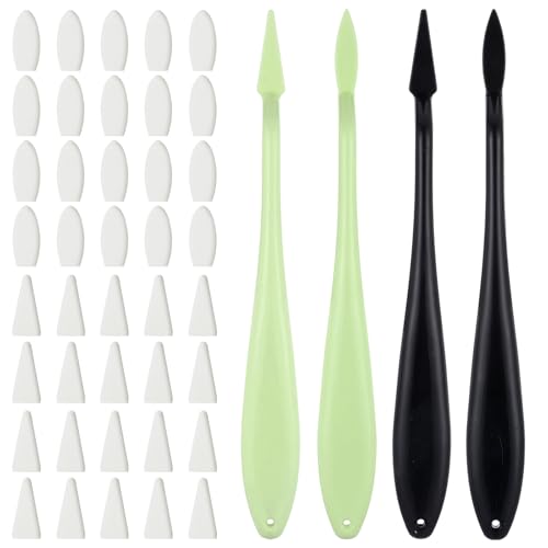 44Pcs Oil Pastel Blending Stump Tools Artist Stump Set for Drawing with Sponge Wipes for Shadowing, Highlighting, and Correcting Drawing(Black, Green)