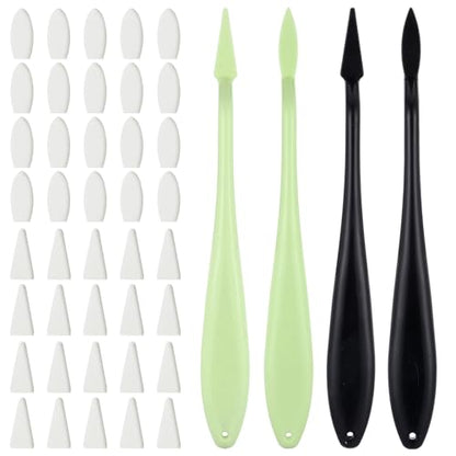 44Pcs Oil Pastel Blending Stump Tools Artist Stump Set for Drawing with Sponge Wipes for Shadowing, Highlighting, and Correcting Drawing(Black, Green)
