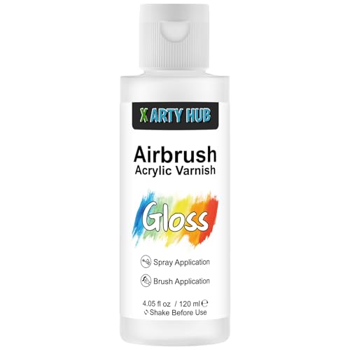 Acrylic Varnish High Gloss, 4.05 fl oz (120 ml) – Brushable & Airbrushable Clear Coat, Anti-Yellowing/Fading/Cracking Acrylic Paint Sealer, Waterproof for Indoor & Outdoor Use - color: Gloss, size: 4.05 fl oz