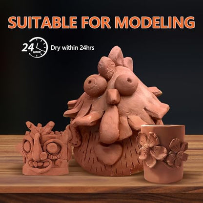 10LBs Natural Air Dry Clay Bulk, VIBRATITE All-Purpose Modeling Sculpting Pottery Clay for Beginners and Professional (Terra Cotta) - color: Terra Cotta