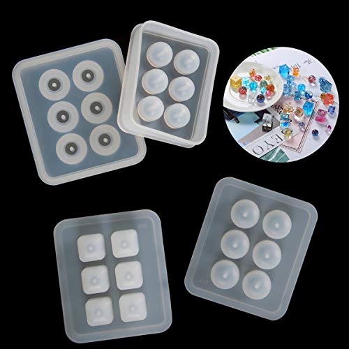 Suhome Resin Bead Molds for Jewelry 12 PCS Resin Molds Silicone with Hole Cabochon Gem Jewelry Making Epoxy Resin Molds for Earrings, Pendants,Bracelets and Necklaces - color: Bead