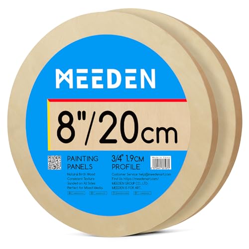 MEEDEN Round Wood Canvas Panels: 3/4" Deep 8" Dia Round Wooden Canvas Panel - Pack of 2 Cradled Wood Art Boards for Pouring Art, Crafts, Painting - size: 8 in, style: Round