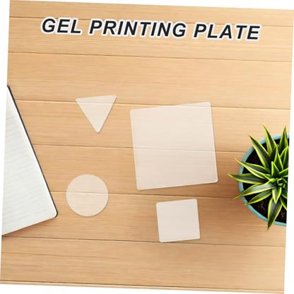 SAFIGLE 4pcs Gel Printing Plate Set for Art Printing and Printmaking, 8mm Reusable Gel Press Plates for Mixed Media, Scrapbooking, and Crafting Supplies