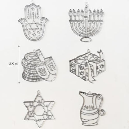 Ayhuhra 30 Sets Hanukkah Suncatcher Craft Kits Hanukkah Stained Glass Suncatcher DIY Glow in The Dark Chanuka Window Paint Art Kit for Hanukkah Festival Window Decorations - style: Hanukkah