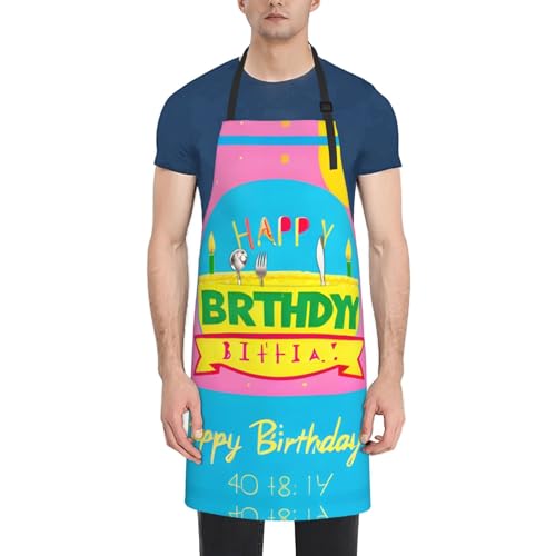 Cartoon heart sun Heavy Duty Waterproof Apron with Pockets for AdultsResistant Grilling, Gardening, Painting - color: Happy Birthday Balloon