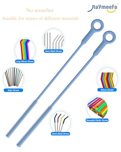 Straw Cleaner Brush Set - Raymeefa Scratch-Free Detail Cleaning for Reusable Straws & Tumblers (Blue) - color: Blue