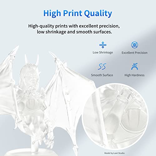 ANYCUBIC 3D Printer Resin, 405nm SLA UV-Curing Resin with High Precision and Quick Curing & Excellent Fluidity for LCD 3D Printing (Clear+Clear, 2kg) - color: Clear, size: 2kg
