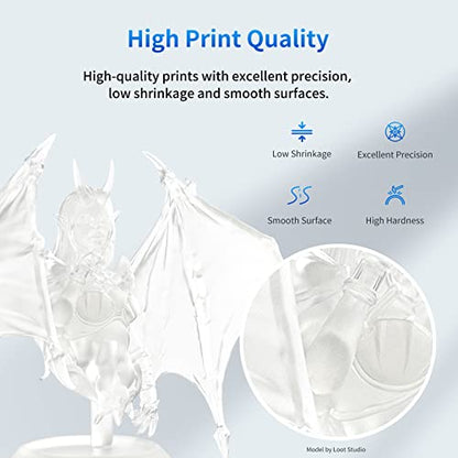 ANYCUBIC 3D Printer Resin, 405nm SLA UV-Curing Resin with High Precision and Quick Curing & Excellent Fluidity for LCD 3D Printing (Clear, 500g) - color: Clear, size: 500g